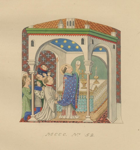 Medieval Catholic Rituals, Funeral & Mass, Hand-Colored Lithographs, 1860, close-up 3