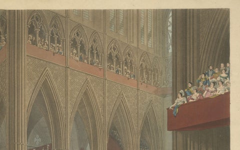 Hand-Coloured Engraving of George IV’s Coronation at Westminster Abbey, 1822, close-up 2