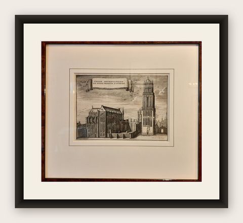 Framed View of St. Martin's Cathedral or Domkerk, Utrecht, The Netherlands, 1770, shown framed
