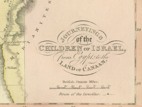 The Exodus Route from Egypt to Canaan, Antique Wyld Map, 1823, close-up 1