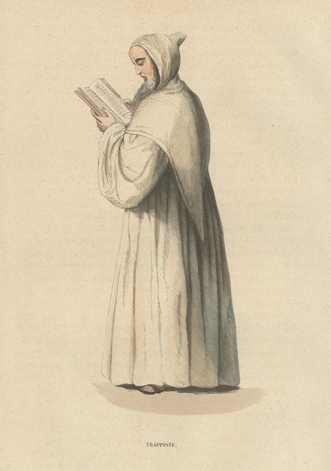 Trappist Monk of the Order of Cistercians Reading a Bible, 1845, close-up 1