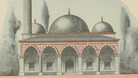 Original 1924 Ottoman Mosque Facades, Yeşil Djami & Sultan Murad Mosque, Bursa, close-up 3