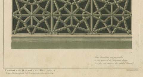 Antique Ottoman Geometric Balustrades Print, İznik Green Mosque, Raymond, 1924, close-up 6
