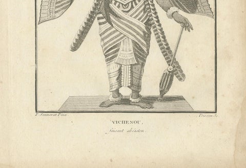 1806 Engraving: Vishnu's Divine Majesty in Hindu Iconography, close-up 1