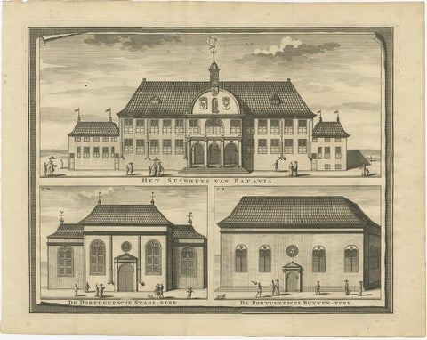 View of the City Hall of Batavia and Portugese Church in Nowadays Jakarta, 1726, view 2