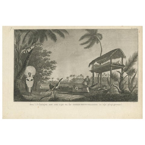Antique Print of a Funeral Ritual by Cook, 1803