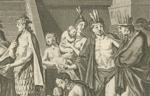 Marriage and Infant Rituals among the Mexicans, Engraving from 1734, close-up 5