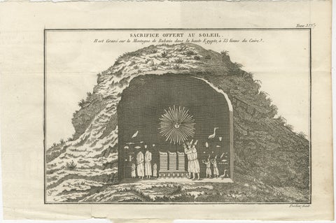 Sacrifice Offered to the Sun, Antique Engraving, Upper Egypt, c.1790, view 2