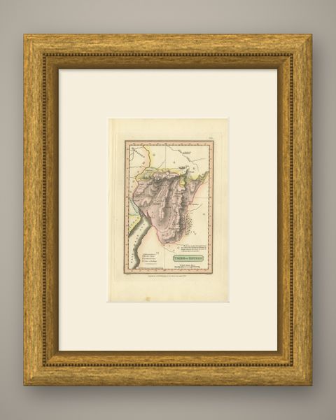 Hand-Colored Antique Map of the Tribe of Reuben, James Wyld, 1823, shown framed