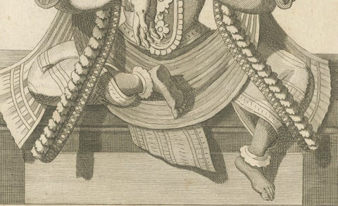 Historic 1806 Shiva and Vishnu Harihara Antique Print, Hindu Deity Engraving, close-up 2