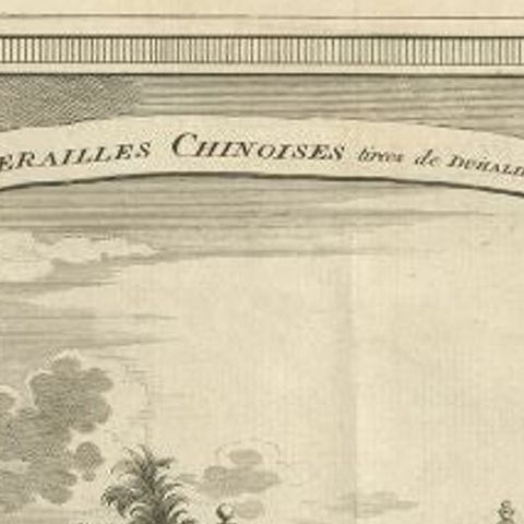 Antique Print of a Chinese Funeral, 1749, close-up 1