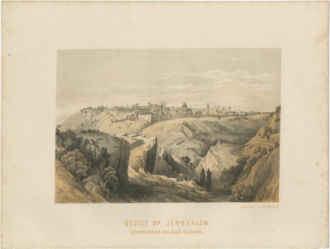 19th-Century Chromolithograph of Jerusalem, View from the Road to Bethany, 1862, view 2