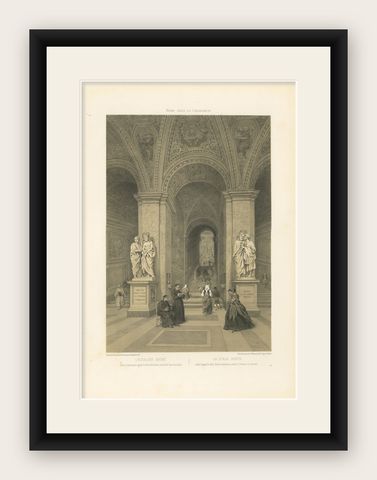 The Holy Staircase (Scala Santa), Rome, Sacred Interior Scene, 1868, shown framed