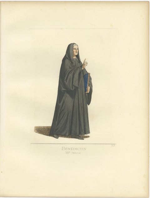 Antique Print of a Benedictine Monk by Bonnard, '1860', view 2