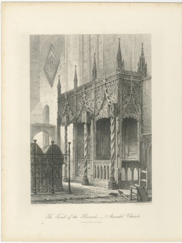 Tomb of the Howards, Arundel, Antique Steel Engraving after S. Read, circa 1876, view 2