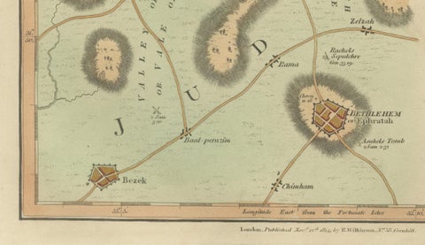 The Land of Moriah or Jerusalem & the Adjacent Country, Biblical City Map, 1814, close-up 6