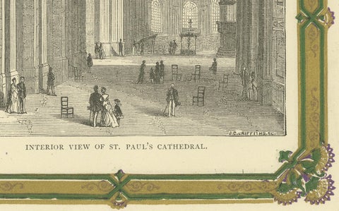 Engraved Interior of St. Paul's Cathedral: A Victorian Architectural Masterpiece, close-up 2