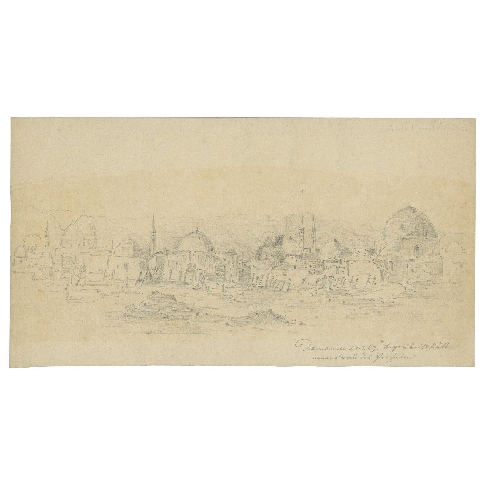 Historic View of Damascus and Burial Site of a Prophet's Wife, Anonymus, 1869