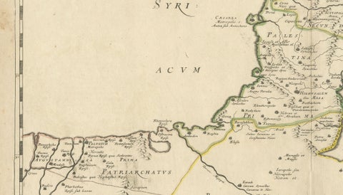 Antique Map Holy Land & Jerusalem, Patriarchatus Hierosolymitani, c1652, close-up 6