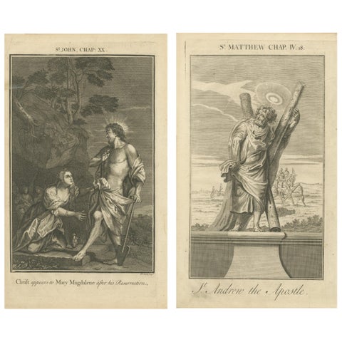 Biblical Engravings, Christ’s Resurrection & St. Andrew the Apostle (1735)