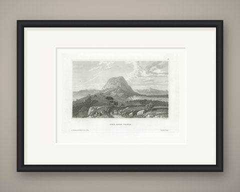Antique Steel Engraved View of Mount Tabor, Holy Land, circa 1850, shown framed