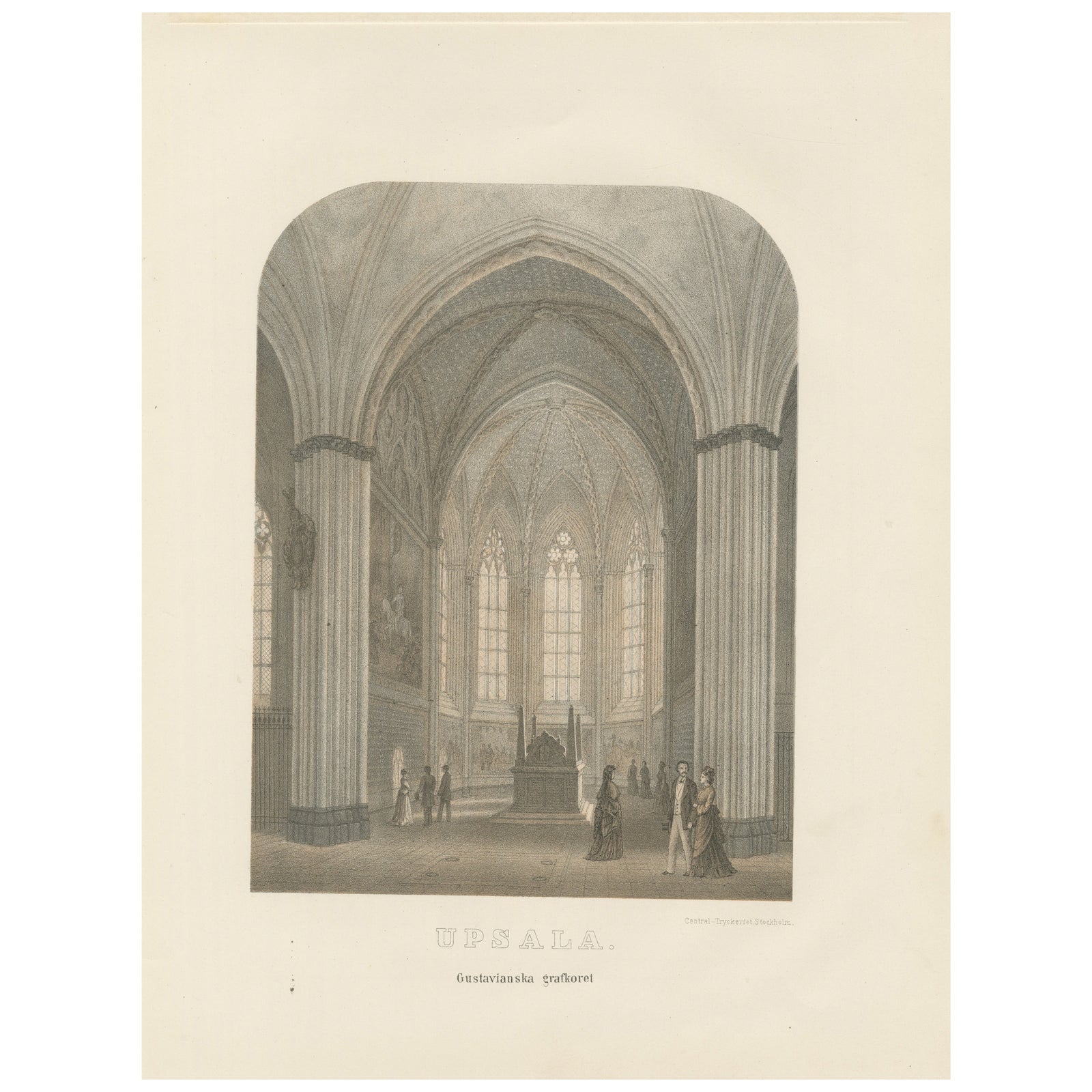 Uppsala Cathedral Memorial Chapel, Gustavianska Grafkoret, Lithograph 1877