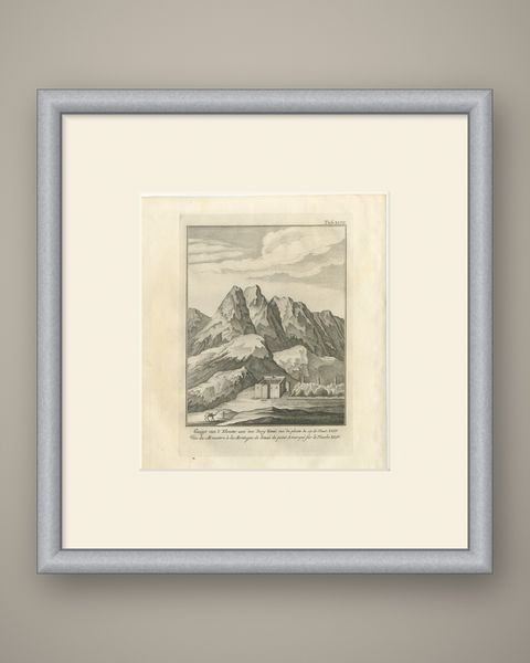 View of the Monastery at Mount Sinai from Point A, Antique Print, 1776, shown framed