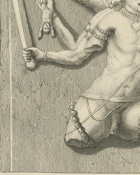 Elephanta Cave Sculpture at Station 9, Antique Niebuhr Print, 1780, close-up 1