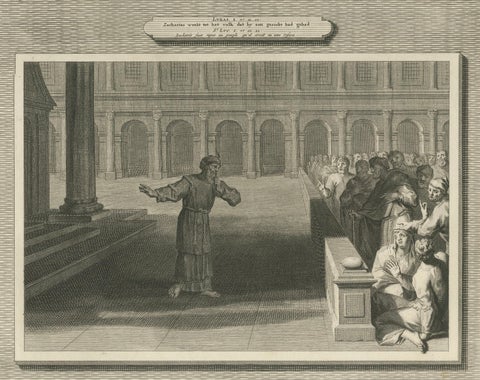Angel Appears to Zechariah & Zechariah Struck Mute, Pieter Mortier, ca. 1700, close-up 5