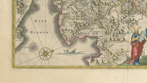 Antique Blaeu Holy Land Map, Terra Sancta Palestina, 1629, close-up 2