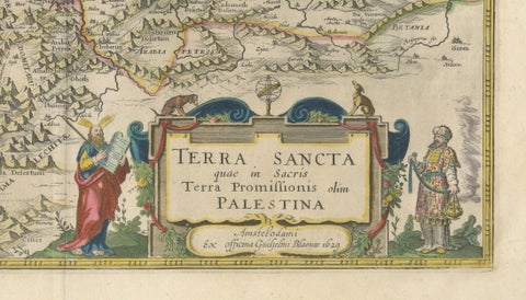 Antique Blaeu Holy Land Map, Terra Sancta Palestina, 1629, close-up 1
