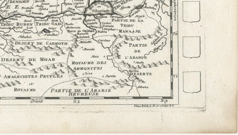Antique Map of the Holy Land Palestine & Jerusalem, Elias Baeck ca. 1700, close-up 4