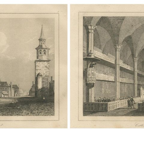 Exterior and Interior Views of Montreal Cathedral, Canadian Architecture, c1850, close-up 1
