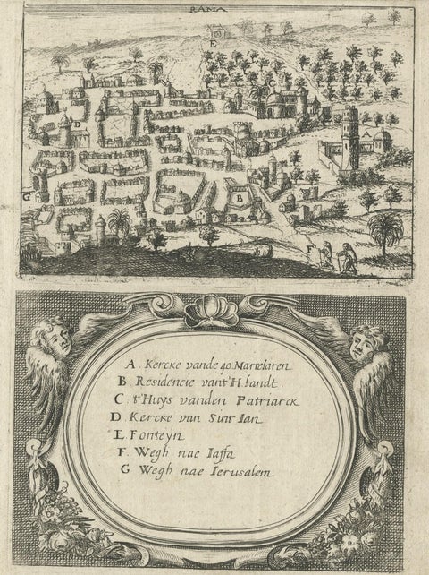 Rare Map of Rama or Ramma 'Ramallah?' in Palestine or the Holy Land, ca.1730, close-up 1