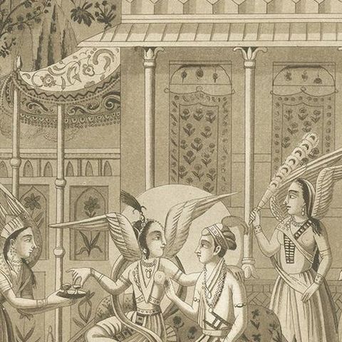 Antique Print of Hindu Gods by Ferrario '1831', close-up 1