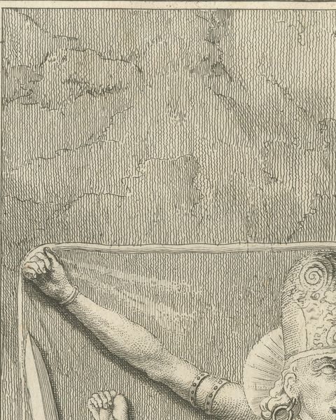Elephanta Cave Sculpture at Station 9, Antique Niebuhr Print, 1780, close-up 3