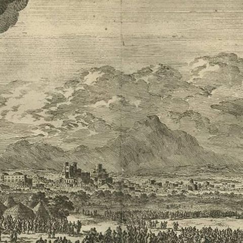 Antique Bible Print the Fiery Furnace by J. Luyken, 1743, close-up 1