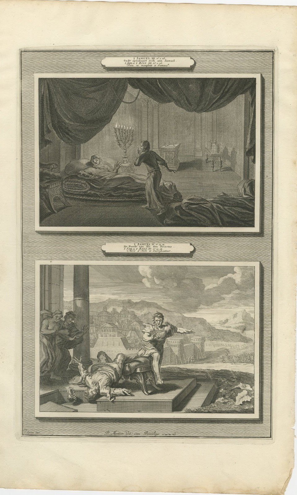 The Calling of Samuel and the Death of Eli, Mortier Bible circa 1700