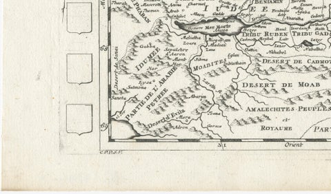 Antique Map of the Holy Land Palestine & Jerusalem, Elias Baeck ca. 1700, close-up 5