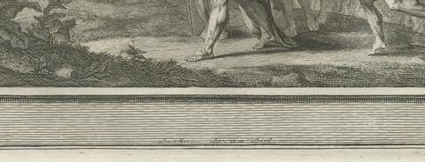Saul Kills the Priests of Nob and David Escapes Saul, Mortier Bible circa 1700, close-up 1