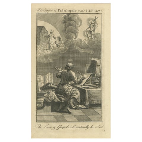 Epistle to the Hebrews Engraving, Paul, Law & Gospel Allegory c.1735
