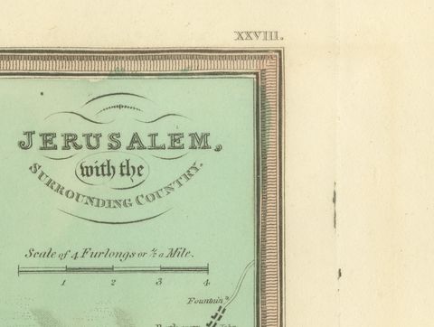 Antique Map of Jerusalem and the Surrounding Country, Wyld, 1823, close-up 1