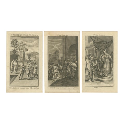 Three Biblical Engravings, Christ’s Entry, Trial & Parable of Labourers, c.1735