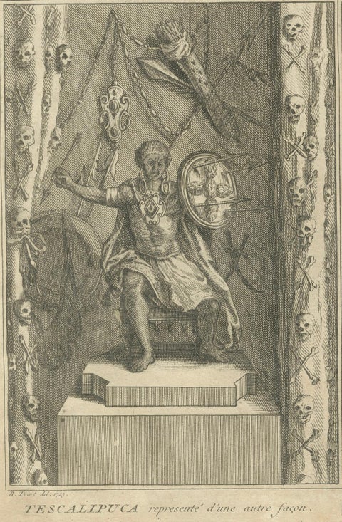 Mexican Gods and Priests, 1734 Engraving of Aztec Deities and Religious Ritual, close-up 6