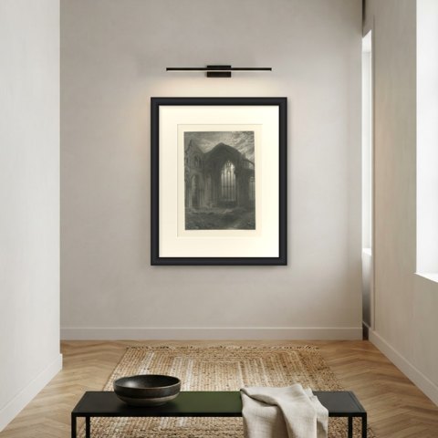 Melrose Abbey, Scotland, Antique Steel Engraving after Birket Foster, circa 1876, shown framed on a wall, true to size