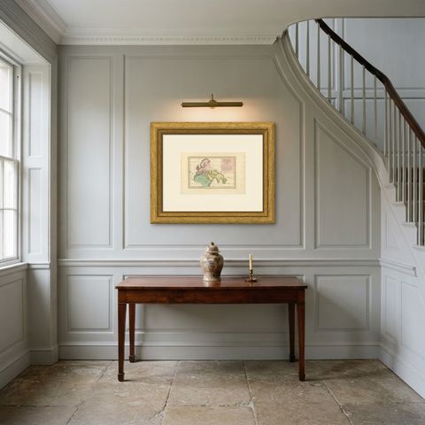 The World at the Time of Christ, Antique Hand-Colored Map, 1823, shown framed in a room, true to size