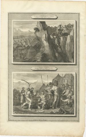 Jonathan Attacks the Philistines and Samuel Slays Agag, Mortier circa 1700
