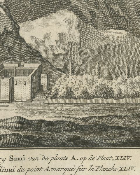 View of the Monastery at Mount Sinai from Point A, Antique Print, 1776, close-up 2