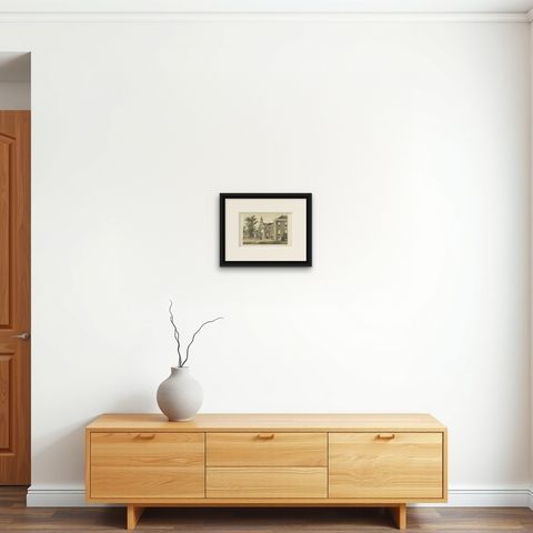 Antique Print of the St. Petrus Church of Leiden in The Netherlands, 1859, shown framed on a wall, true to size