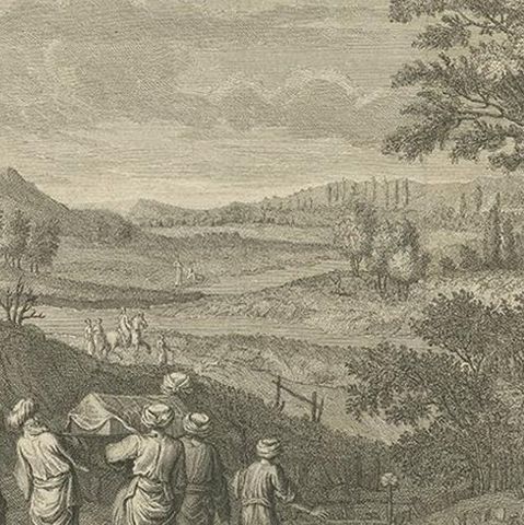 Antique Print of the Funeral at Constantinople by B. Picart, 1729, close-up 2